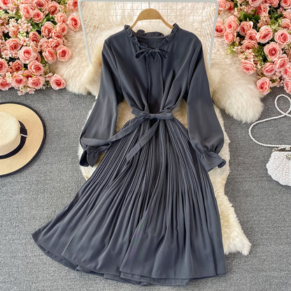Hochwertiges A-Linie Langarmkleid Fashion Dress RF0346