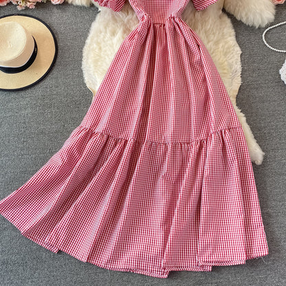 Simple Plaid Short Sleeve Dress RF0341