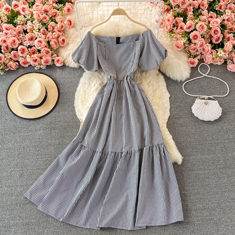 Simple Plaid Short Sleeve Dress RF0341