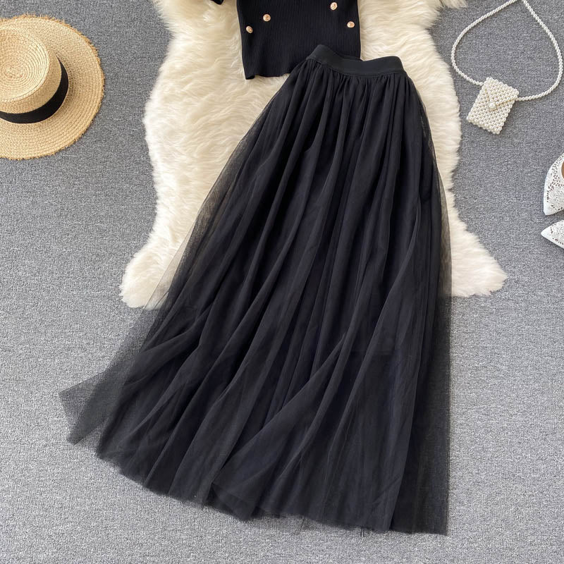 Black A Line Two Pieces Dress Black Fashion Dress RF0340
