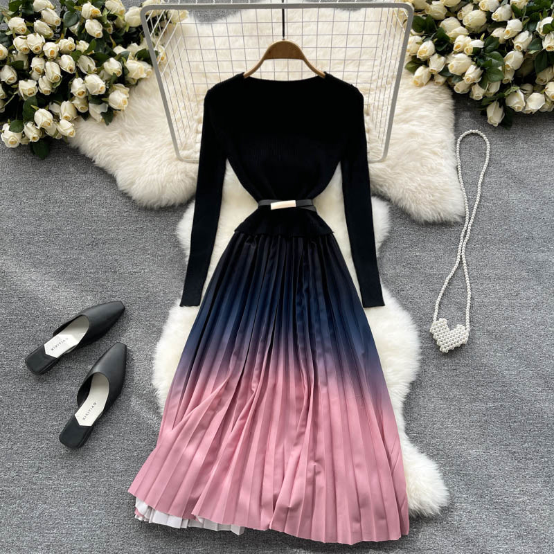 Simple Knitted Gradient Dress Fashion Dress RF0339