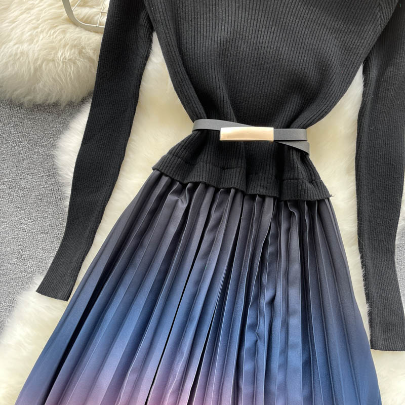 Simple Knitted Gradient Dress Fashion Dress RF0339
