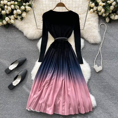 Simple Knitted Gradient Dress Fashion Dress RF0339
