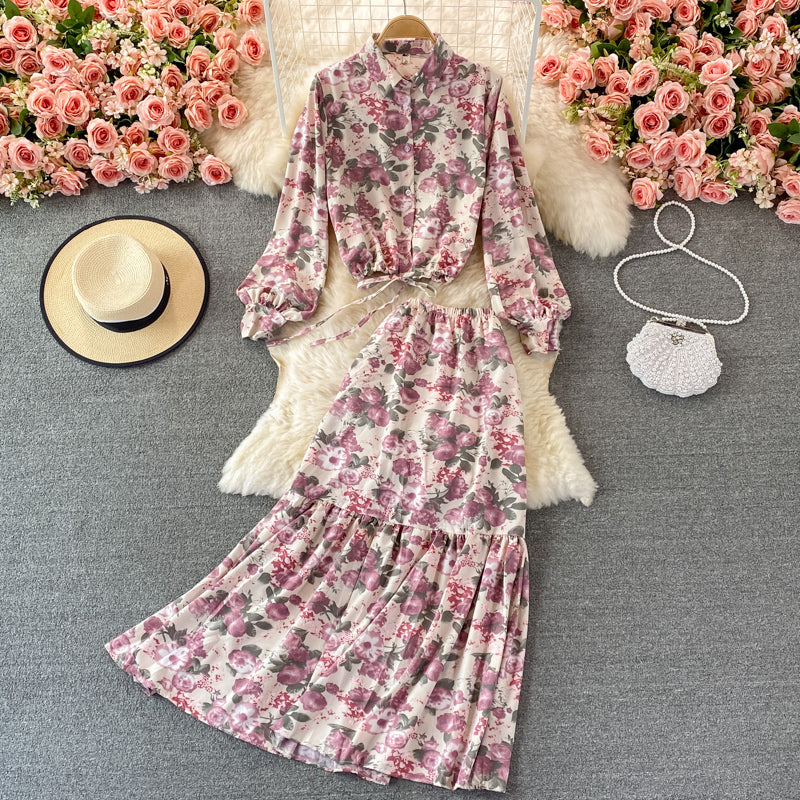 Jolie robe deux pièces à fleurs tendance RF0336