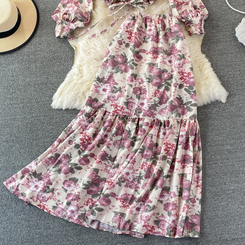 Jolie robe deux pièces à fleurs tendance RF0336