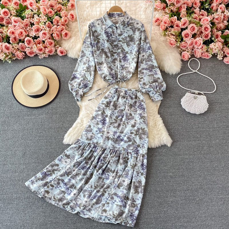 Jolie robe deux pièces à fleurs tendance RF0336