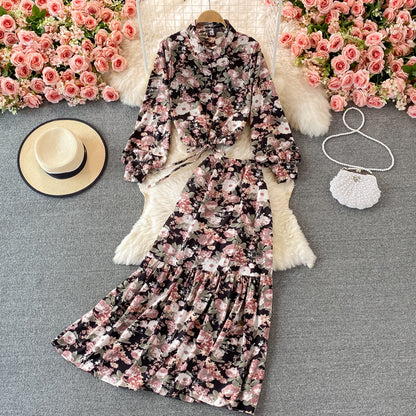 Jolie robe deux pièces à fleurs tendance RF0336
