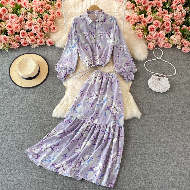 Jolie robe deux pièces à fleurs tendance RF0336