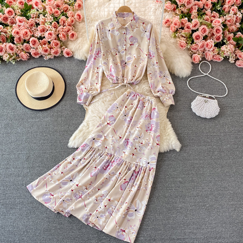 Jolie robe deux pièces à fleurs tendance RF0336