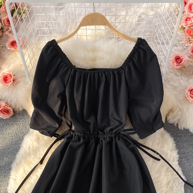Black A Line Short Dress Simple Black Dress RF0331