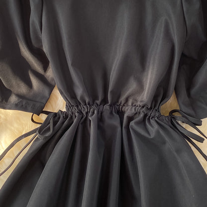 Black A Line Short Dress Simple Black Dress RF0331