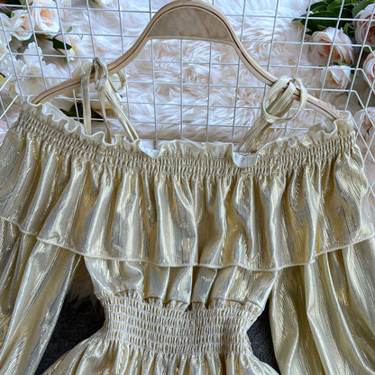 Gold Long Sleeve Dress A Line Fashion Dress RF0327