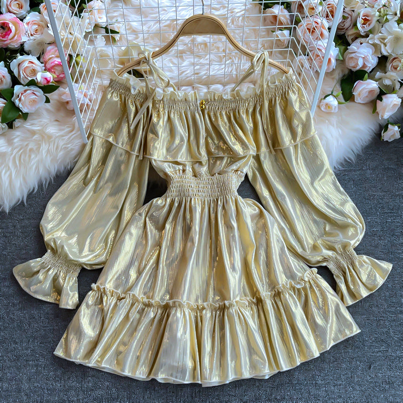 Gold Long Sleeve Dress A Line Fashion Dress RF0327