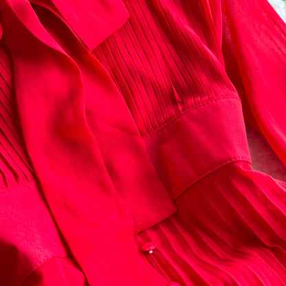 Red Chiffon Long Sleeve Dress Fashion Dress RF0323