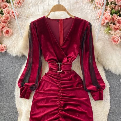 Sexy V-neck Dress With Hip Slits RF0322