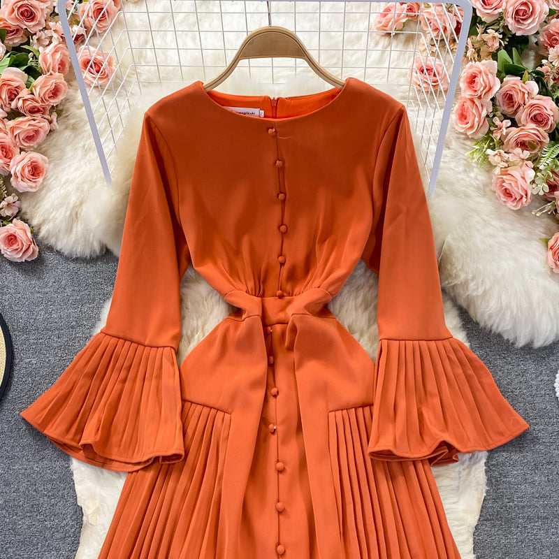 Orange A Line Long Sleeve Dress Fashion Dress RF0314