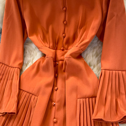 Orange A Line Long Sleeve Dress Fashion Dress RF0314