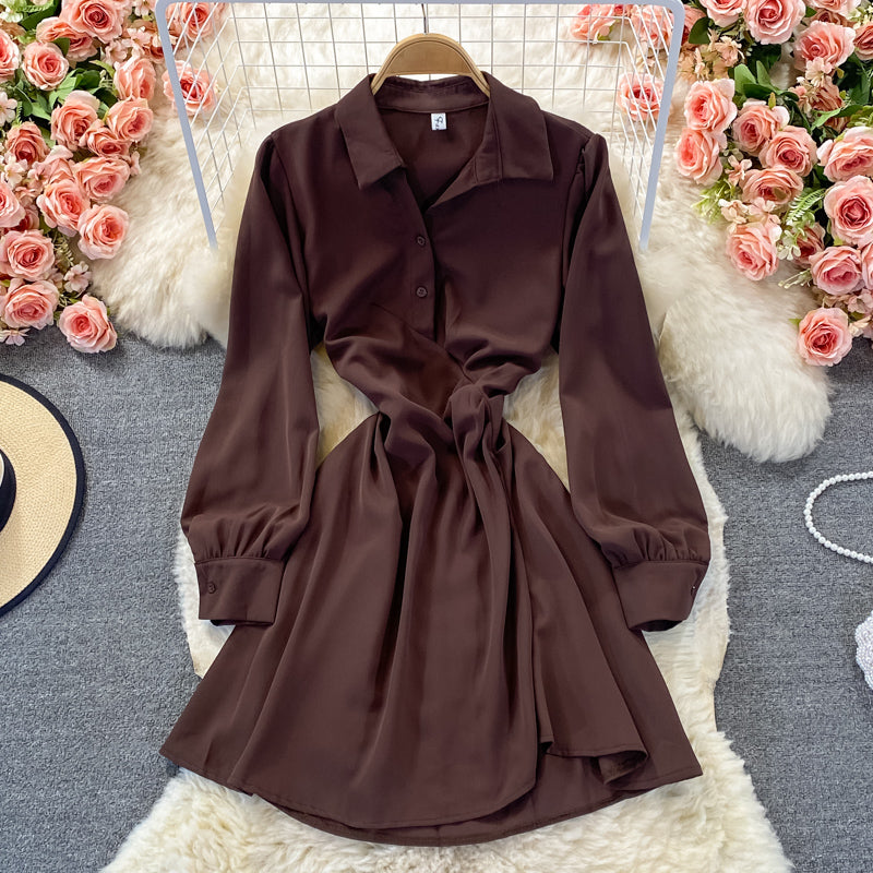 Cute A Line Long Sleeve Shirt Dress RF0313