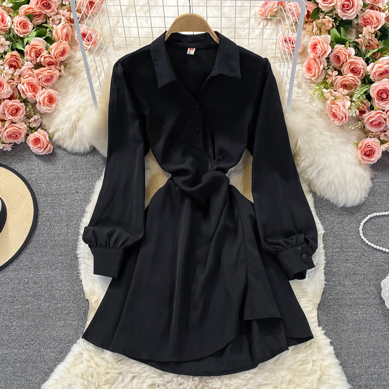 Cute A Line Long Sleeve Shirt Dress RF0313