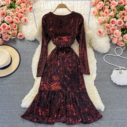 Shiny V Neck Sequins Dress Fashion Dress RF0308