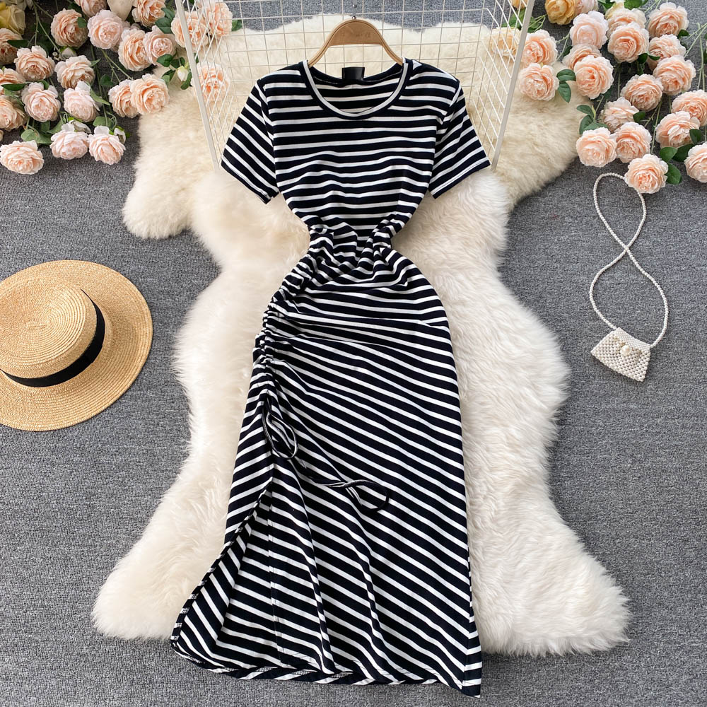 Simple Striped Round Neck Dress Fashion Dress RF0307