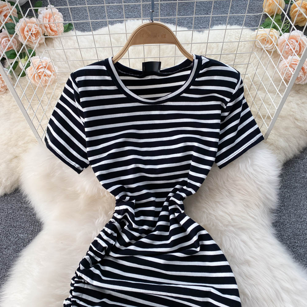 Simple Striped Round Neck Dress Fashion Dress RF0307