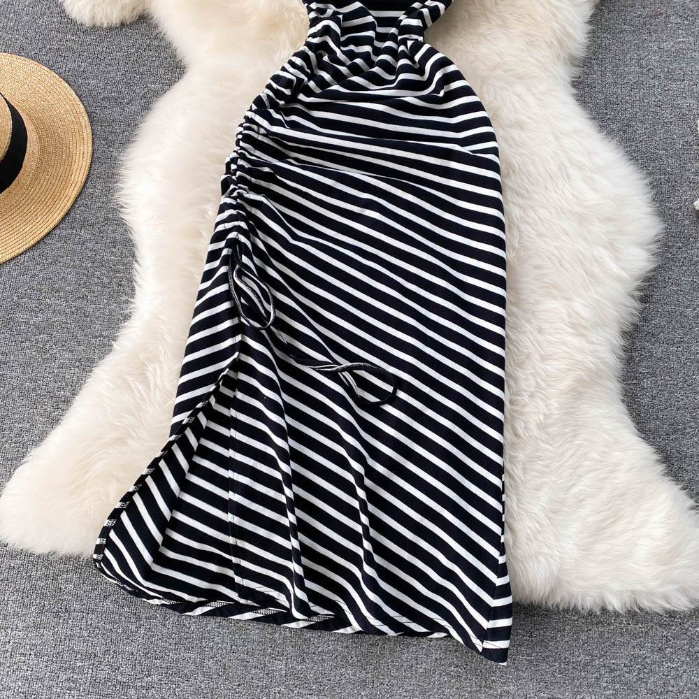 Simple Striped Round Neck Dress Fashion Dress RF0307