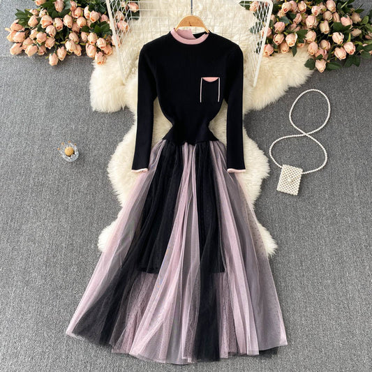 Black Tulle Long Sleeve Dress A Line Fashion Dress RF0303