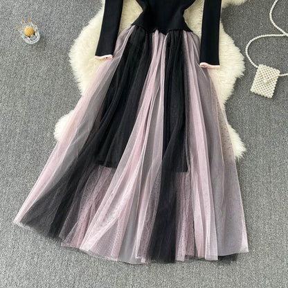 Black Tulle Long Sleeve Dress A Line Fashion Dress RF0303