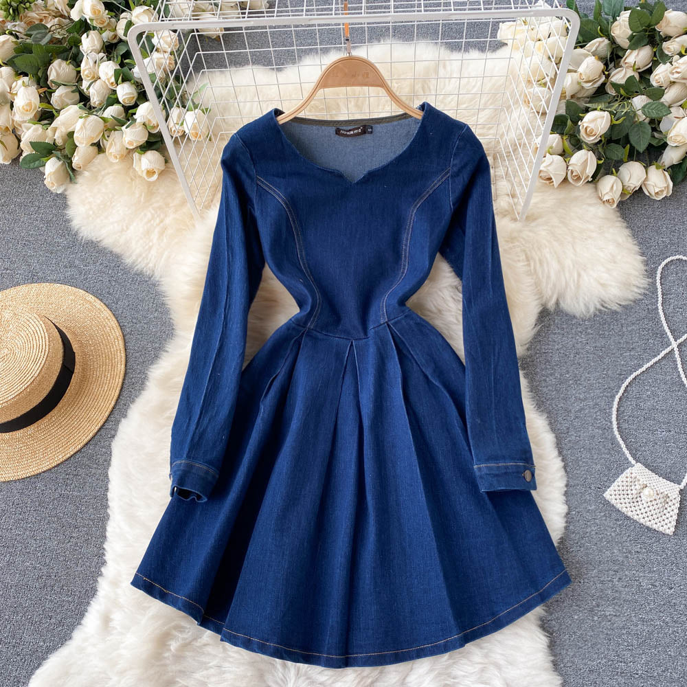 Blue Denim Long Sleeve Dress RF0295