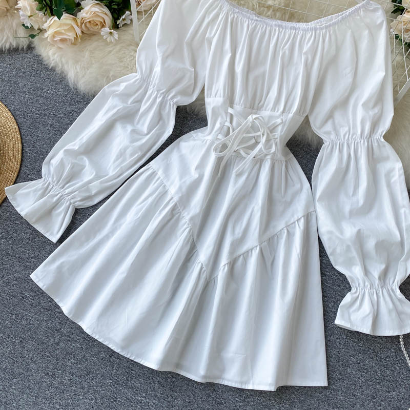 Robe mignonne à lacets et manches longues, robe tendance RF0292