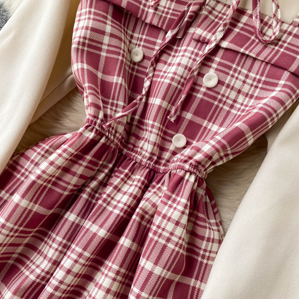 Cute Plaid Long Sleeve Dress Fashion Dress RF0291