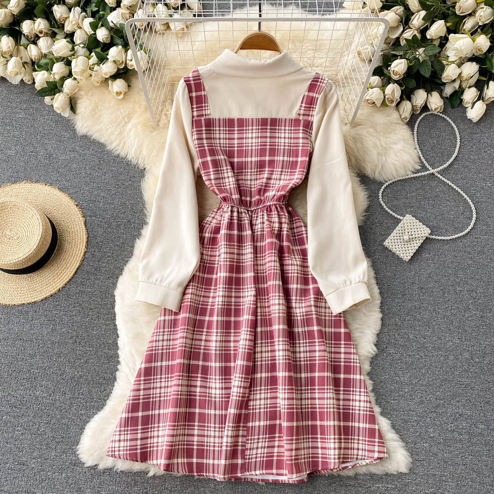Cute Plaid Long Sleeve Dress Fashion Dress RF0291