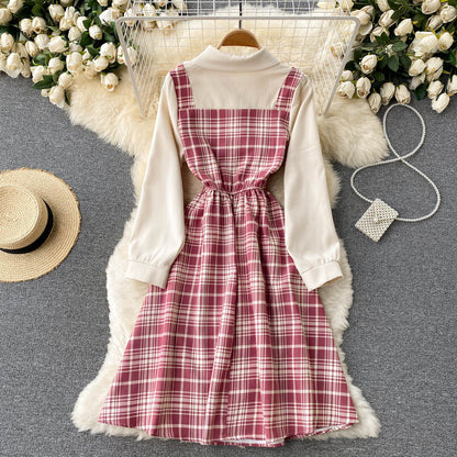 Cute Plaid Long Sleeve Dress Fashion Dress RF0291