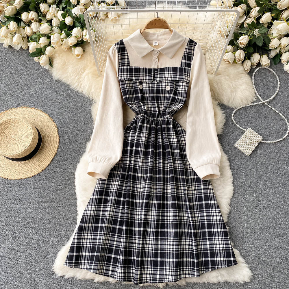 Cute Plaid Long Sleeve Dress Fashion Dress RF0291