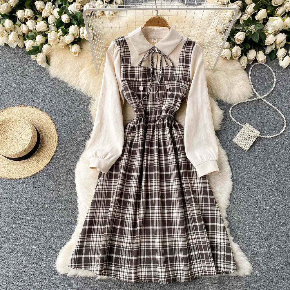 Cute Plaid Long Sleeve Dress Fashion Dress RF0291