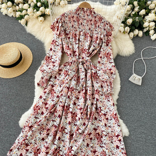 Cute Floral A Line Long Sleeve Dress Fashion Dress RF0288