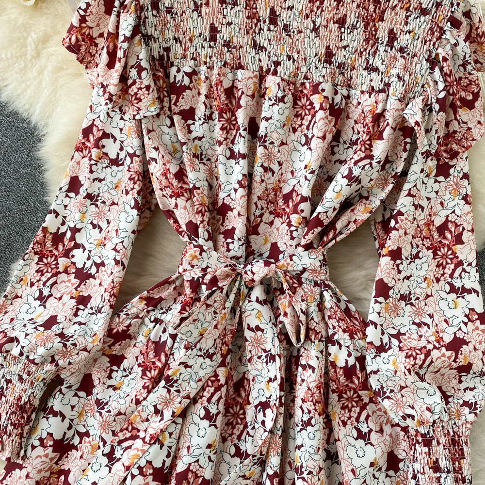 Cute Floral A Line Long Sleeve Dress Fashion Dress RF0288