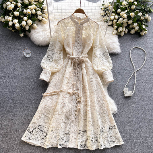 Elegant Lace Long Sleeve Dress A Line Party Dress RF0286