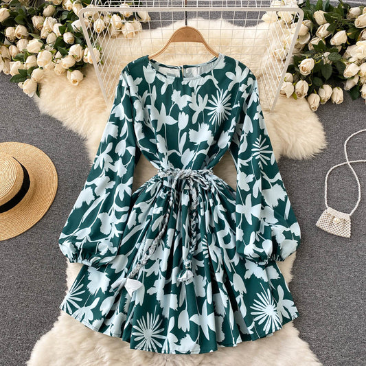 Sweater A Line Floral Dress A Line Long Sleeve Fashion Dress RF0283