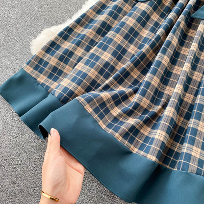 Robe à carreaux rétro à manches longues RF0282