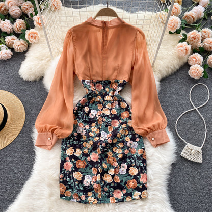 Elegant Tulle Floral Dress Long Sleeve Fashion Dress RF0271