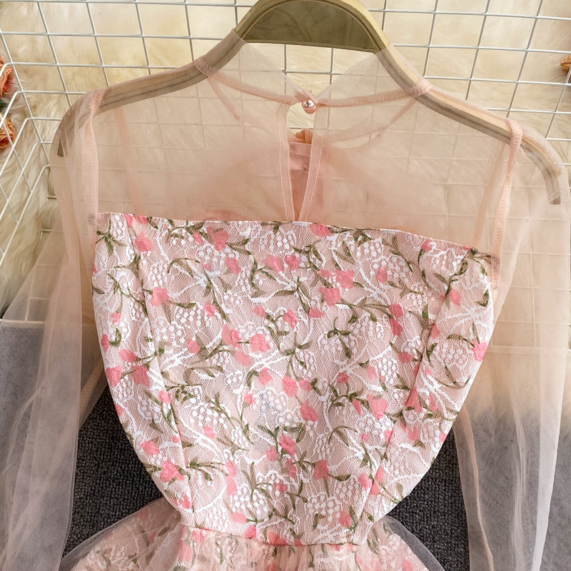 Pink Lace Short Dress Fashion Girl Dress RF0270