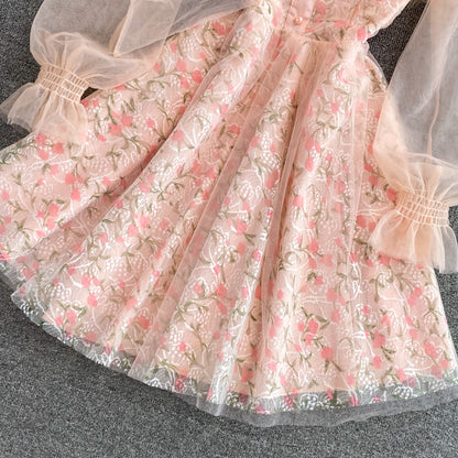 Pink Lace Short Dress Fashion Girl Dress RF0270