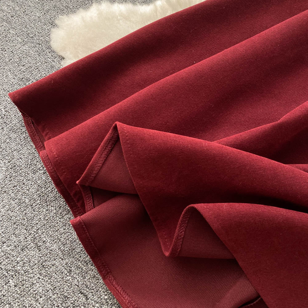 Robe trapèze en velours côtelé à manches longues RF0265