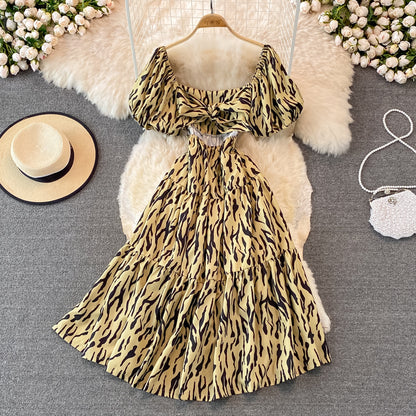 Cute Leopard Print Dress A Line Fashion Dress RF0261