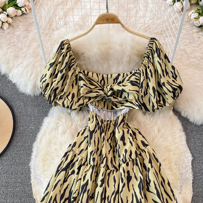 Cute Leopard Print Dress A Line Fashion Dress RF0261