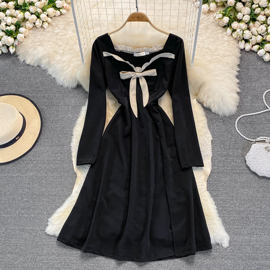 Black A Line Long Sleeve Dress A Line Fashion Dress RF0257