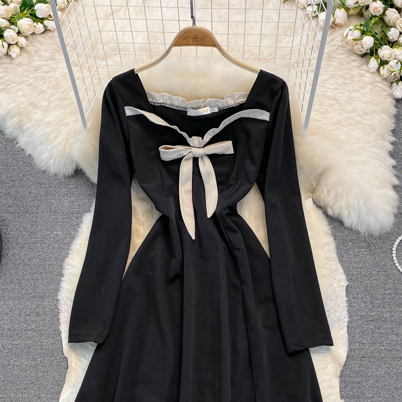 Black A Line Long Sleeve Dress A Line Fashion Dress RF0257