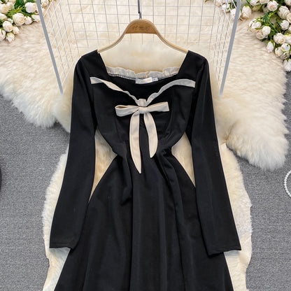 Black A Line Long Sleeve Dress A Line Fashion Dress RF0257